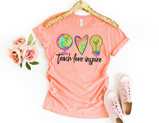 Teach Love Inspire Light Bulb Shirt - Teacher Shirt