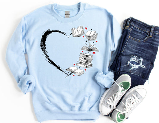 Heart with books Sweatshirt - Teacher Sweatshirt