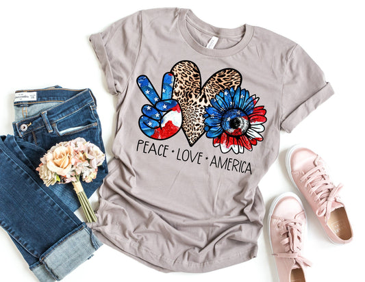 Peace Love America - Fourth of July Shirts