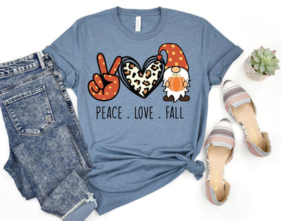 Peace Love Fall Gnome Shirt - Fall Gnome T-Shirt
