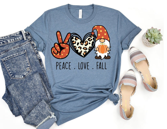 Peace Love Fall Gnome Shirt - Fall Gnome T-Shirt