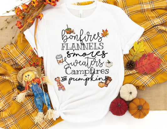 Bonfires Flannels Smores Sweaters Campfires and Pumpkins Shirt - Fall Shirt