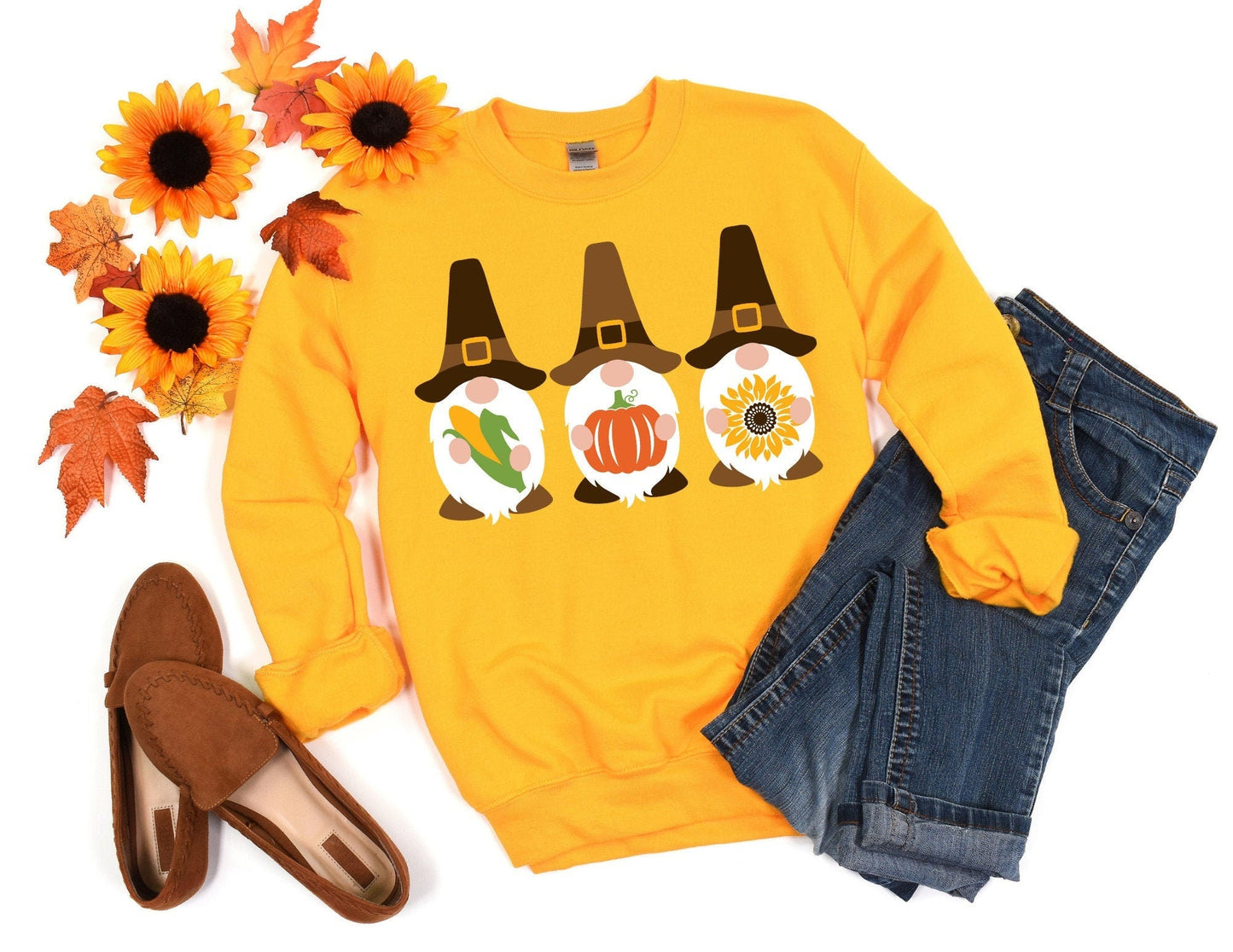 Pilgrim Gnome Sweatshirt - Fall Pumpkin Sweatshirt