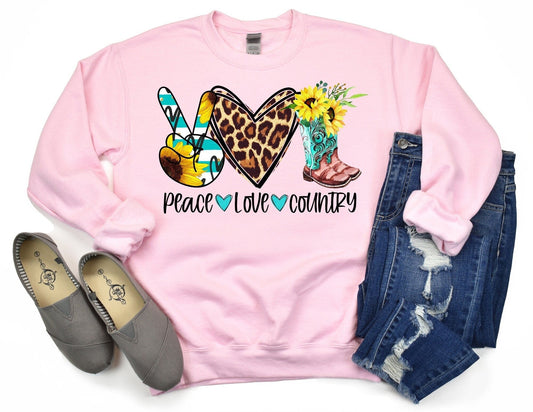 Peace Love Country Sweatshirt - Country Girl Sweatshirt