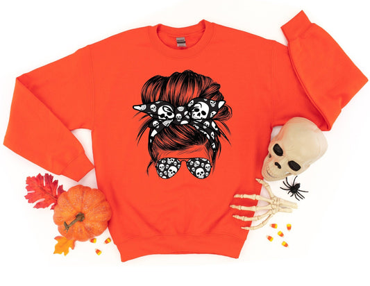 Skull Bandana Sweatshirt - Mom Halloween Sweatshirt