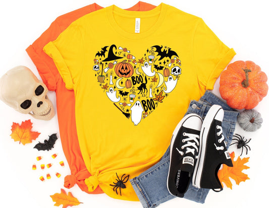 Heart Halloween Collage Shirt - Trick or Treat Shirt