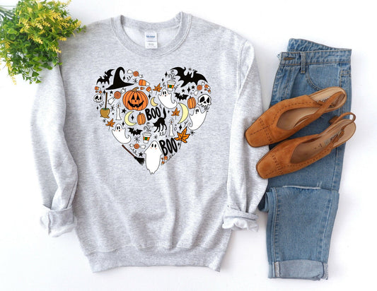 Heart Halloween Collage Sweatshirt - Halloween Sweatshirt