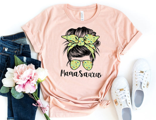 Mamasaurus with Dino Bandana Shirt - Mom Dino Shirt