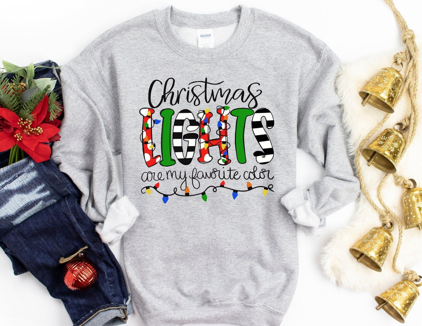 Christmas Lights are my Favorite Color Sweatshirt - Christmas Sweatshirt