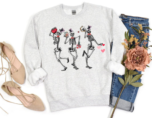 Skeleton Valentines Sweatshirt - Valentines Day Sweatshirt