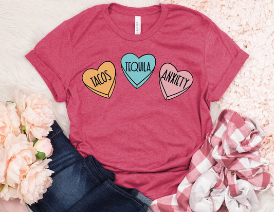 Tacos Tequila Anxiety Shirt - Valentines Day Shirt