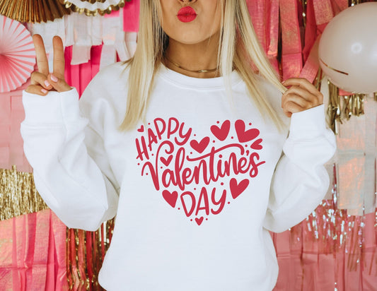 Happy Valentines Day Heart Sweatshirt - Valentines Day Sweatshirt