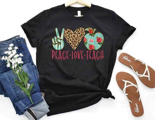 Peace Love Teach Shirt - Floral Teacher Shirt