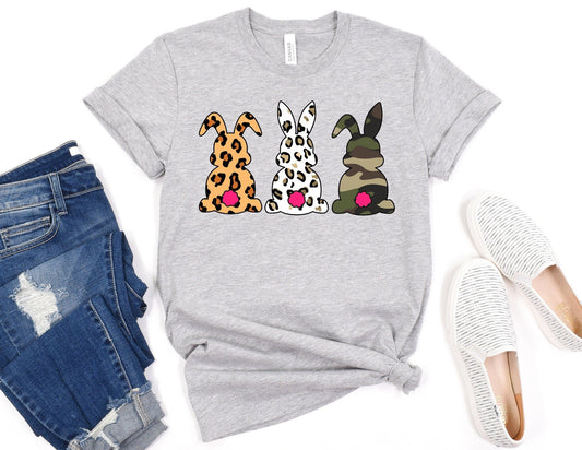 Easter Bunnies Shirt - Leopard and Camo Bunny Shirt