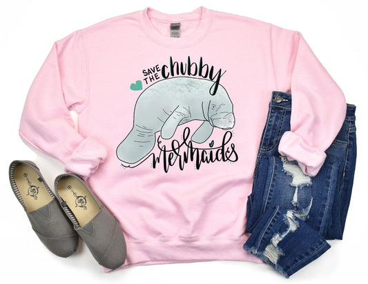 Save the Chubby Mermaids Sweatshirt - Manatee Sweatshirt