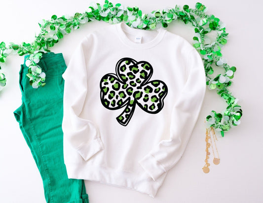 Leopard Clover Sweatshirt - St Patricks Day Sweatshirt