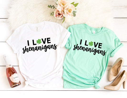 I Love Shenanigans Shirt - St Patricks day Shirt