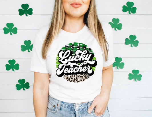 Lucky Teacher Leopard Shirt - St Patricks Day Teacher Shirt