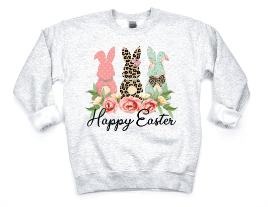 Happy Easter Floral Bunny Sweatshirt - Happy Easter Sweatshirt