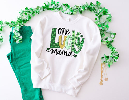 One Lucky Mama Sweatshirt - Mom St Pattys Day