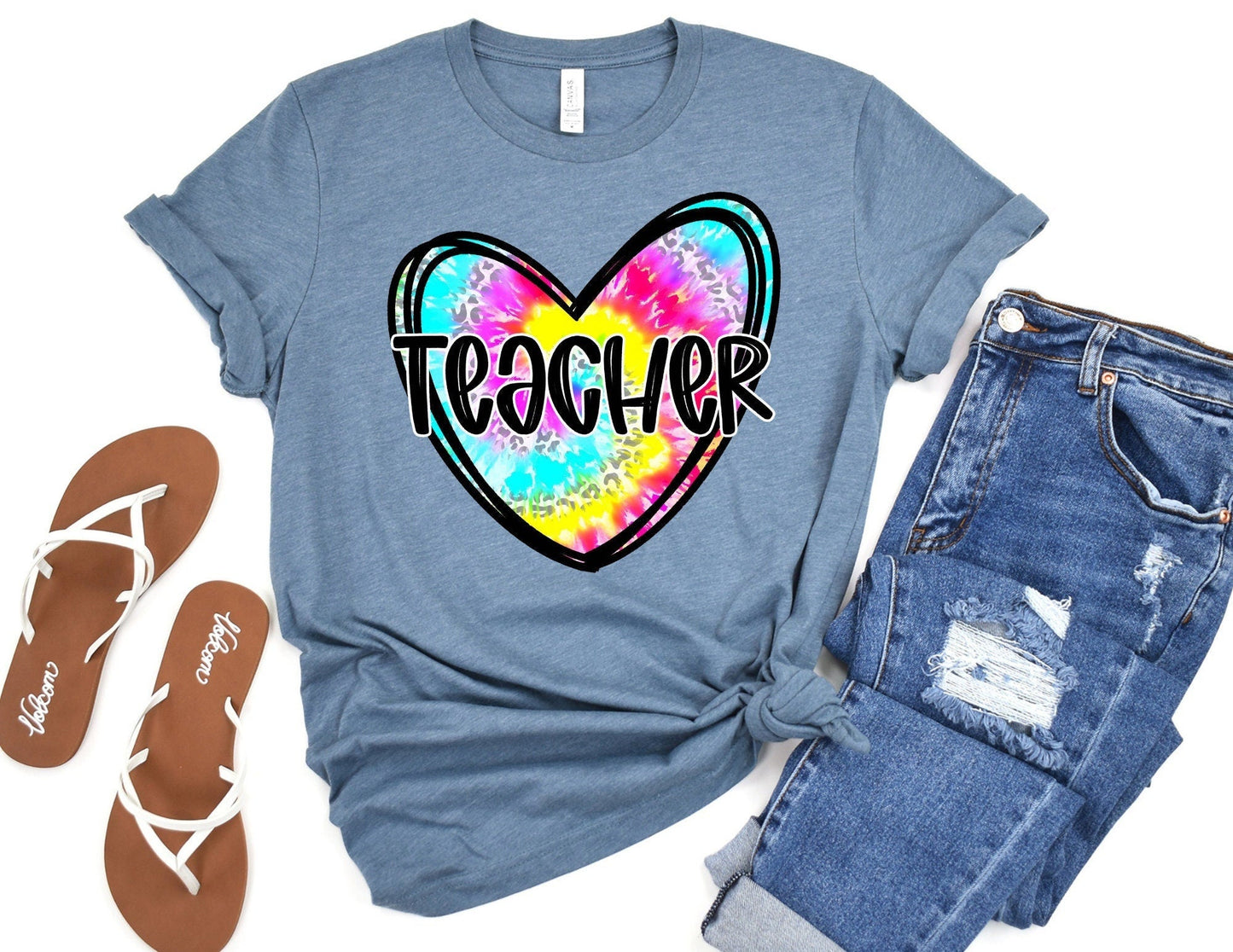 Tie Dye Teacher Heart Shirt - Teacher Shirt