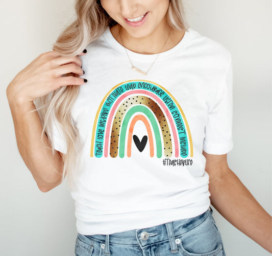 Watercolor Rainbow Teacher Life Shirt - Teacher Shirt