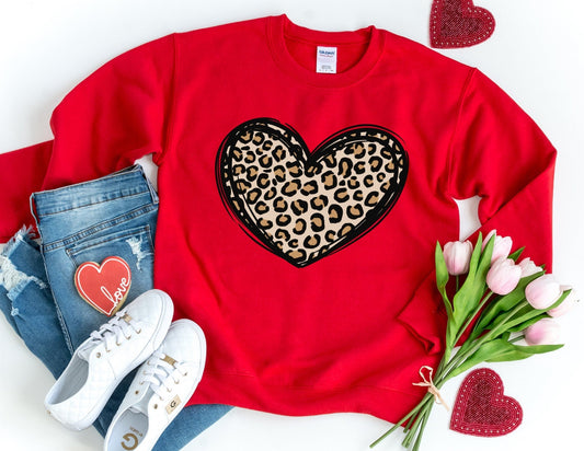 Leopard Heart Valentines Sweatshirt - Valentines Day Sweatshirt