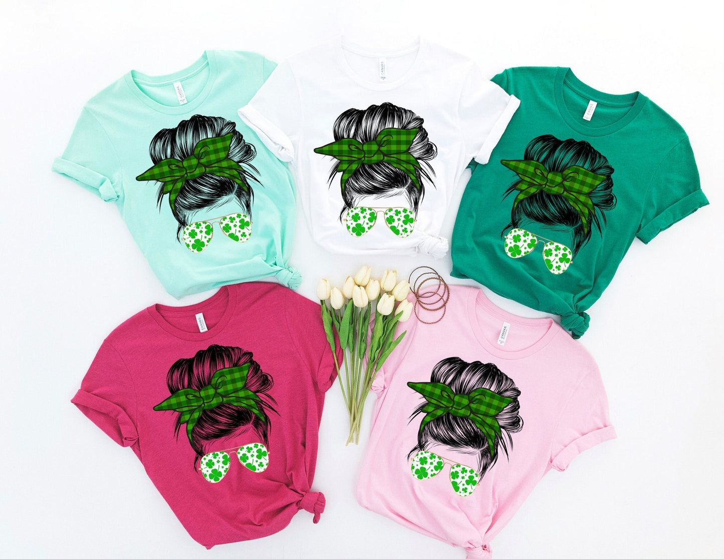 St Patricks Lady with Sunglasses Shirt - St Patricks Shamrock Shirt