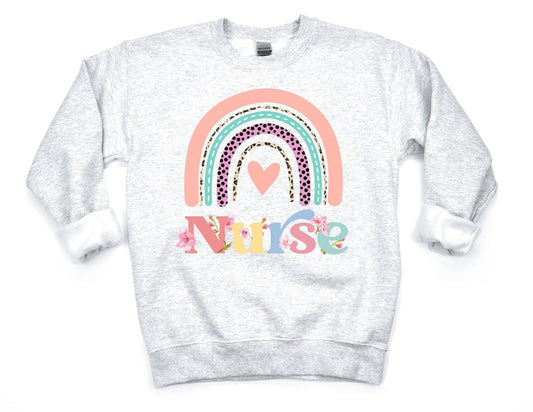 Floral Nurse Rainbow Sweatshirt - Nurse Easter Sweatshirt