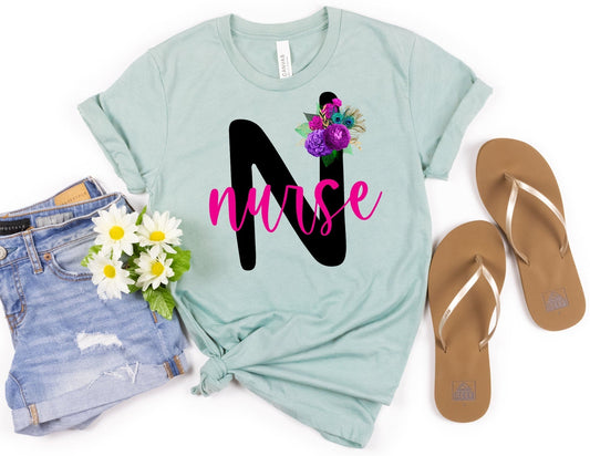 Floral Nurse Shirt - Registered Nurse Shirt