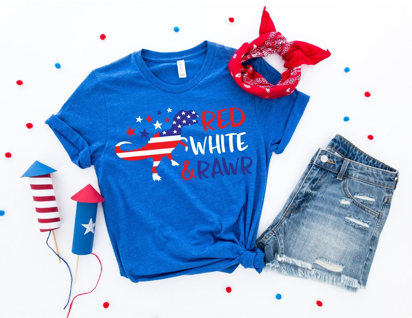 Red White and Rawr Shirt - July 4th Shirt