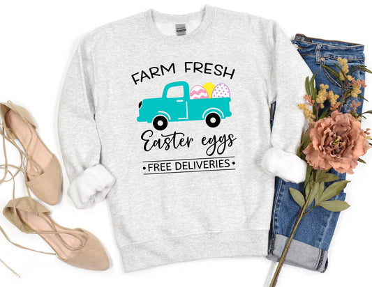 Farm Fresh Easter Eggs Sweatshirt - Happy Easter Sweatshirt