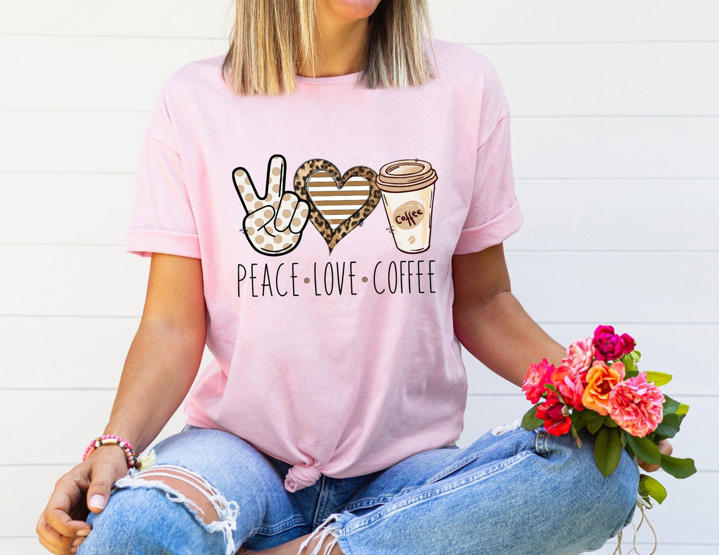 Peace Love Coffee Shirt - Mom Coffee Shirt