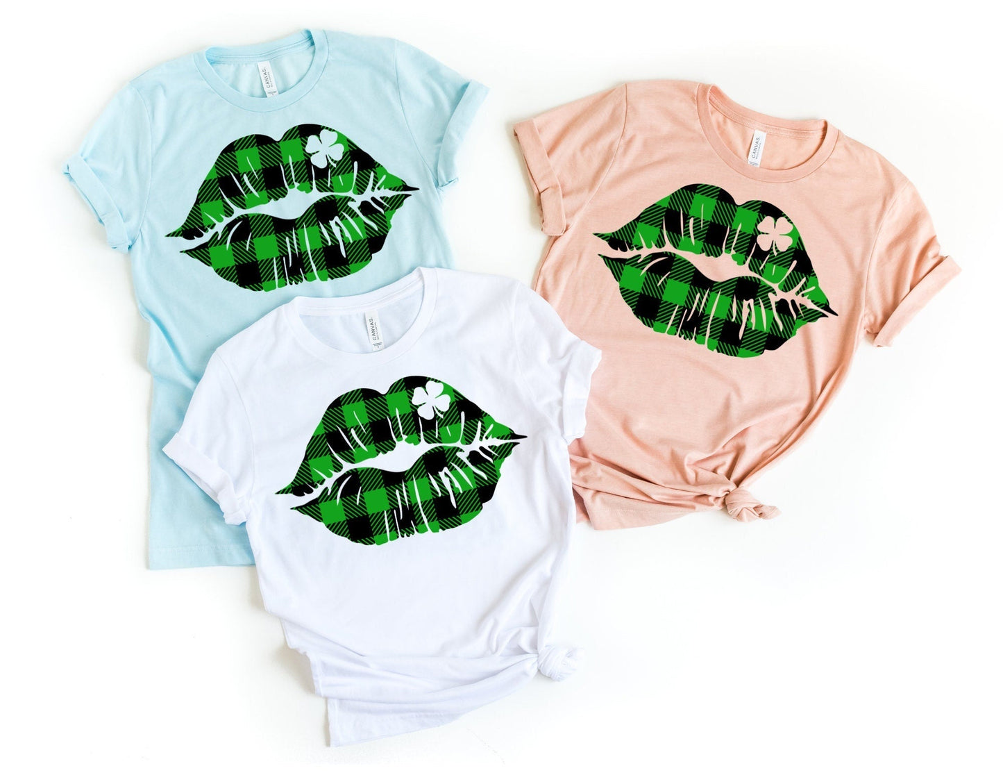 St Patricks Day Plaid Lips Shirt - St Patricks Day Clover Shirt