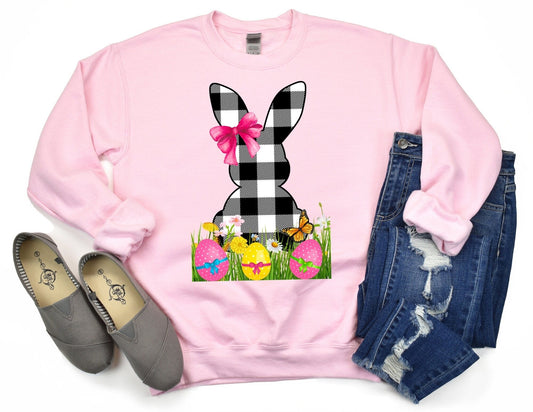 Black and White Plaid Sweatshirt - Happy Easter Sweatshirt