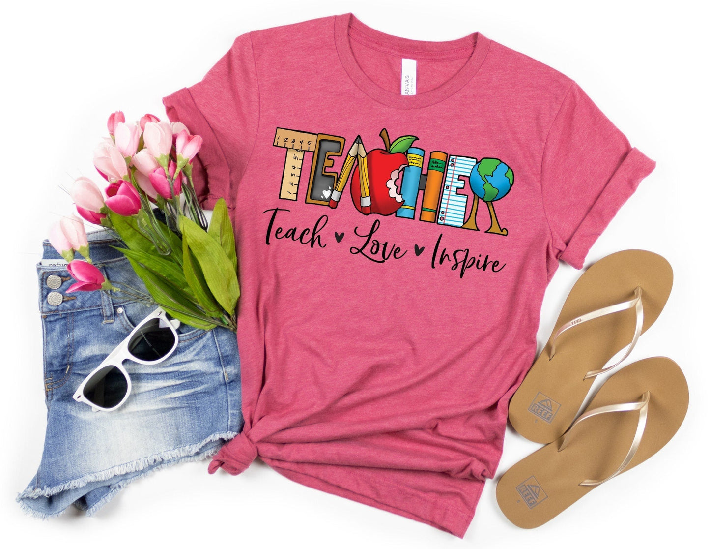 Teacher Teach Love Inspire Shirt - Teacher Shirt