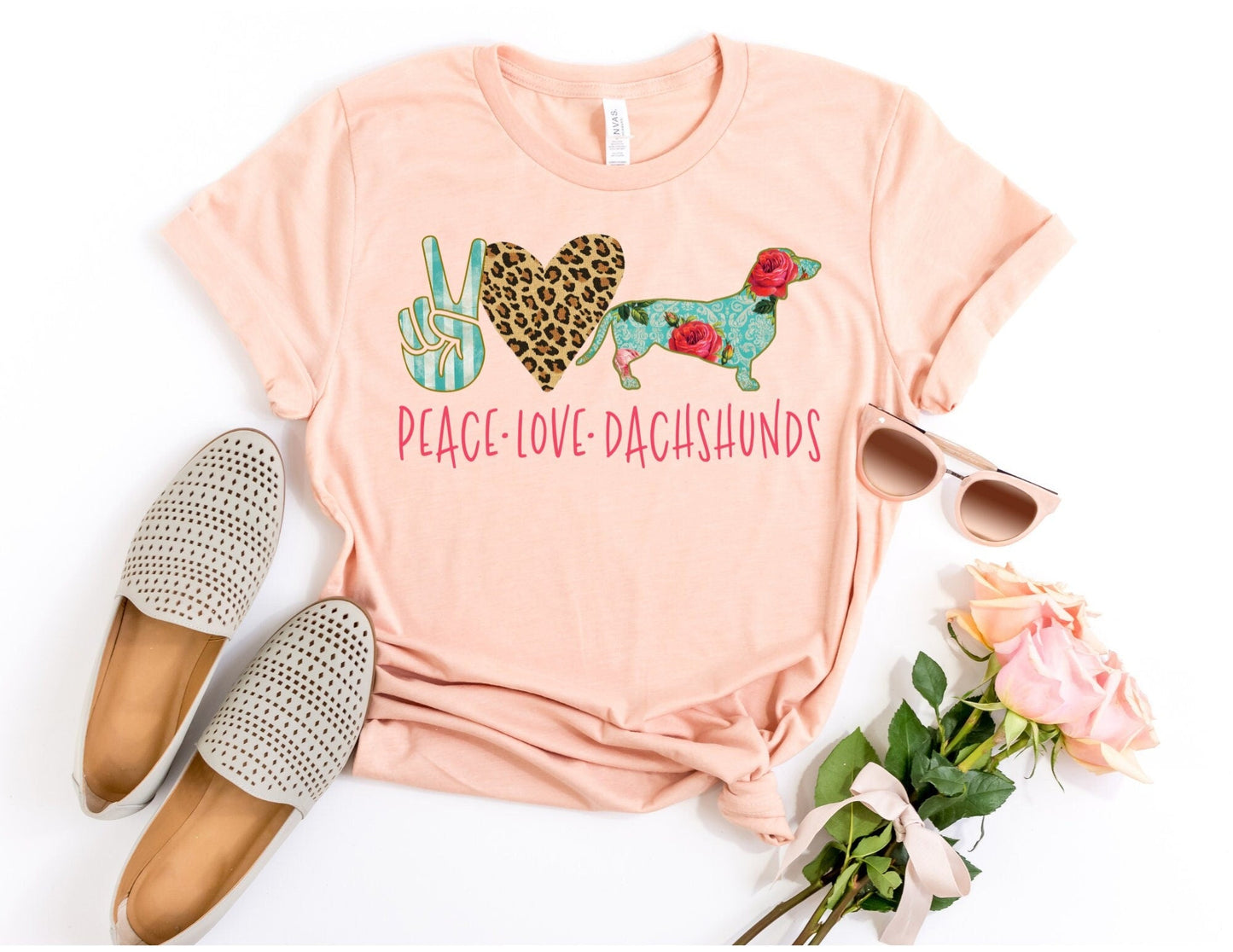 Peace Love Dachshund - Dachshund Dog Shirt