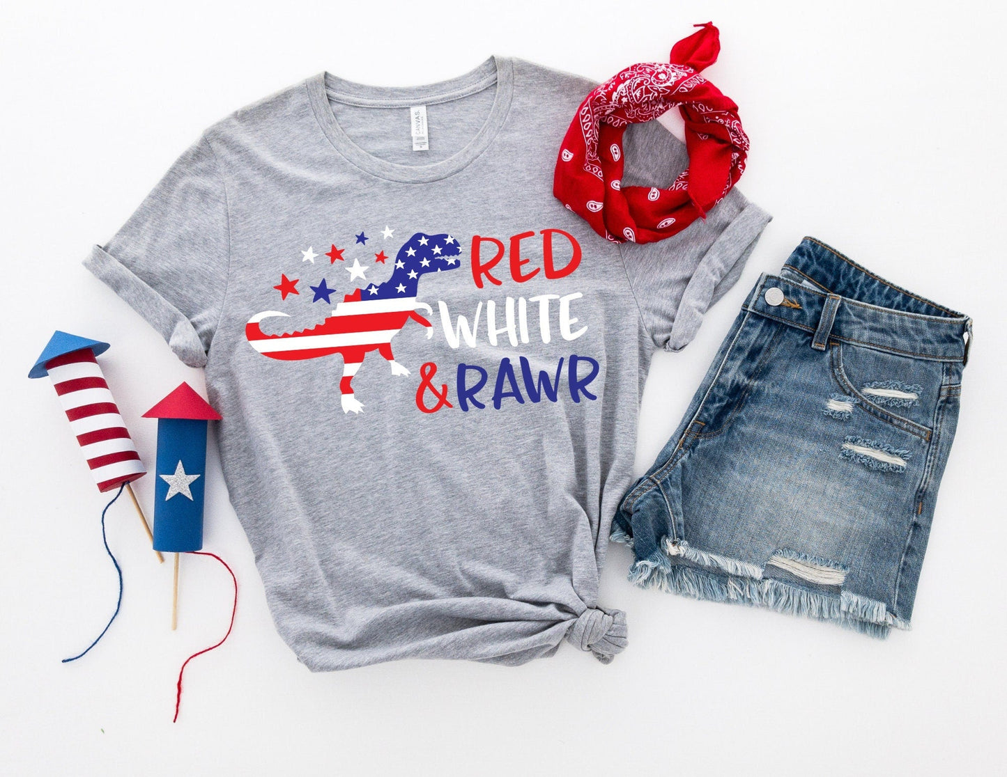 Red White and Rawr Shirt - July 4th Shirt